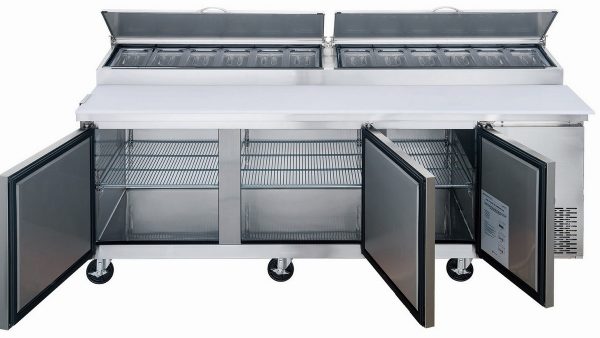 DPP90-12-S3 Commercial 3-Door Pizza Prep Table Refrigerator - Image 2