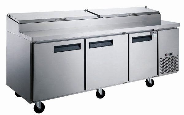 DPP90-12-S3 Commercial 3-Door Pizza Prep Table Refrigerator