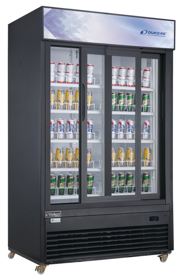 DSM-40SR Commercial Glass Sliding 2-Door Merchandiser Refrigerator in Black