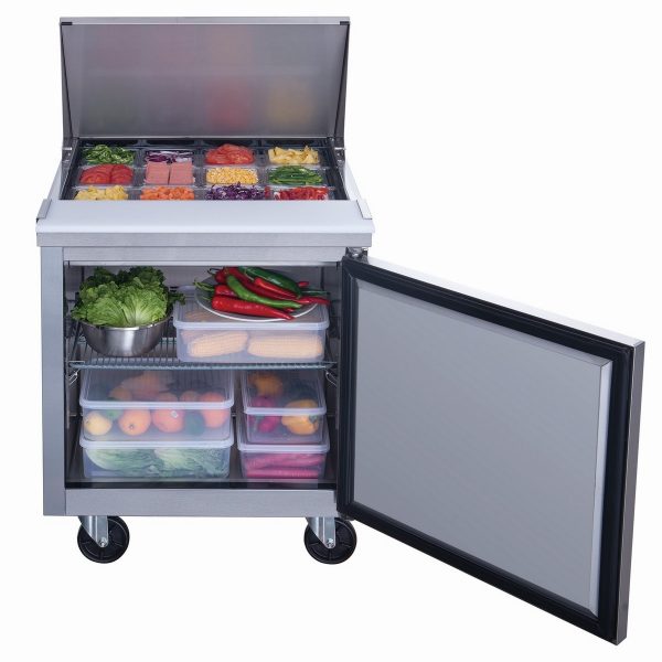 DSP29-12M-S1 1-Door Commercial Food Prep Table Refrigerator in Stainless Steel with Mega Top - Image 3