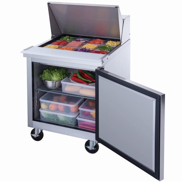 DSP29-12M-S1 1-Door Commercial Food Prep Table Refrigerator in Stainless Steel with Mega Top - Image 4