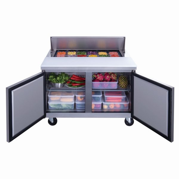 DSP48-12-S2 2-Door Commercial Food Prep Table Refrigerator in Stainless Steel - Image 3