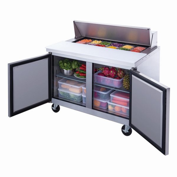 DSP48-12-S2 2-Door Commercial Food Prep Table Refrigerator in Stainless Steel - Image 4