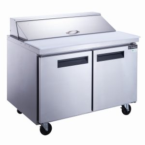 DSP60-16-S2 2-Door Commercial Food Prep Table Refrigerator in Stainless Steel