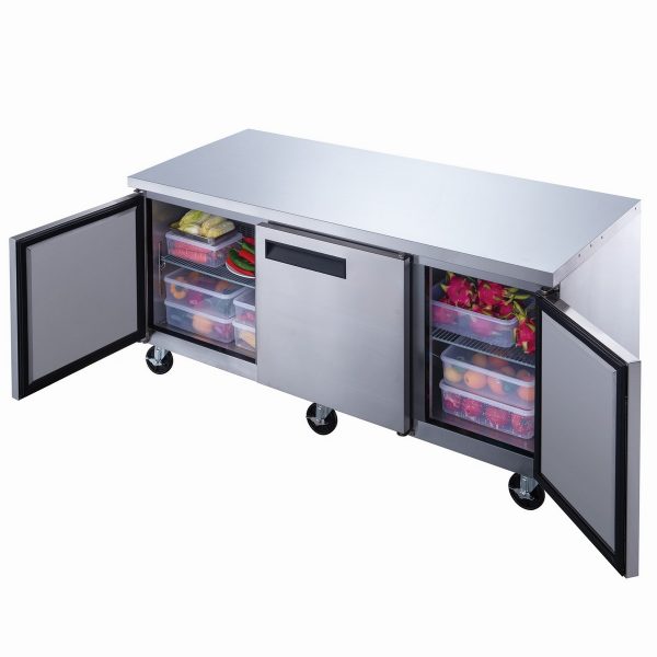 DUC72R 3-Door Undercounter Commercial Refrigerator in Stainless Steel - Image 3