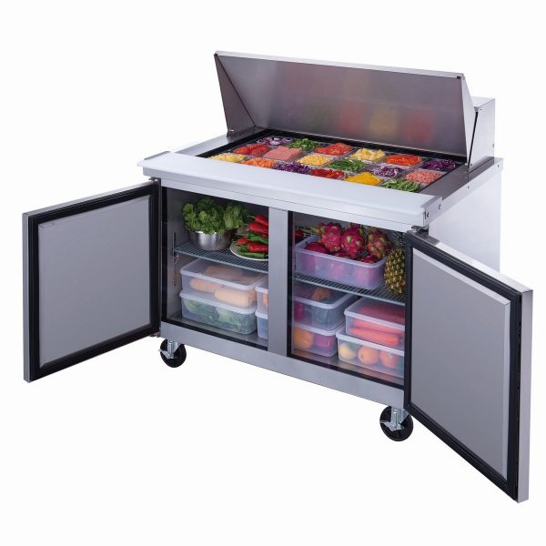 DSP48-18M-S2 2-Door Commercial Food Prep Table Refrigerator in Stainless Steel with Mega Top - Image 3