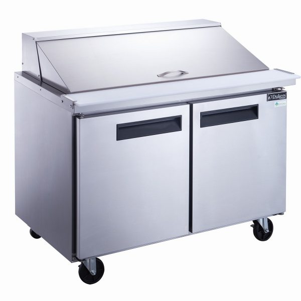 DSP48-18M-S2 2-Door Commercial Food Prep Table Refrigerator in Stainless Steel with Mega Top - Image 2