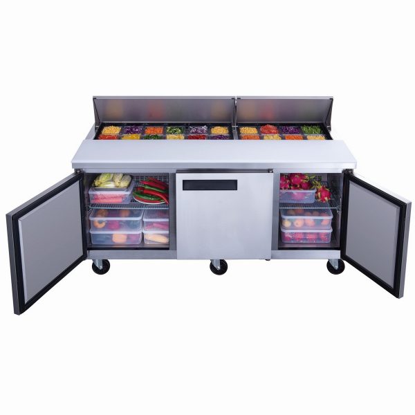 DSP72-18-S3 3-Door Commercial Food Prep Table Refrigerator in Stainless Steel - Image 3