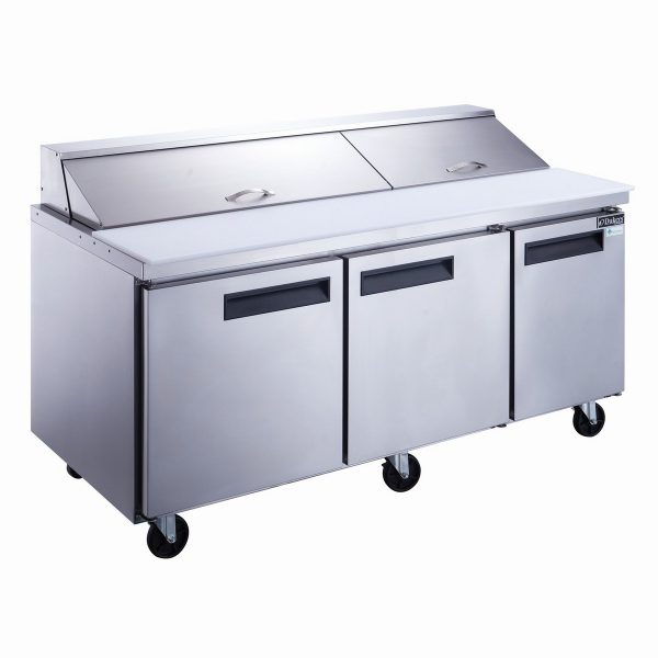 DSP72-18-S3 3-Door Commercial Food Prep Table Refrigerator in Stainless Steel - Image 2